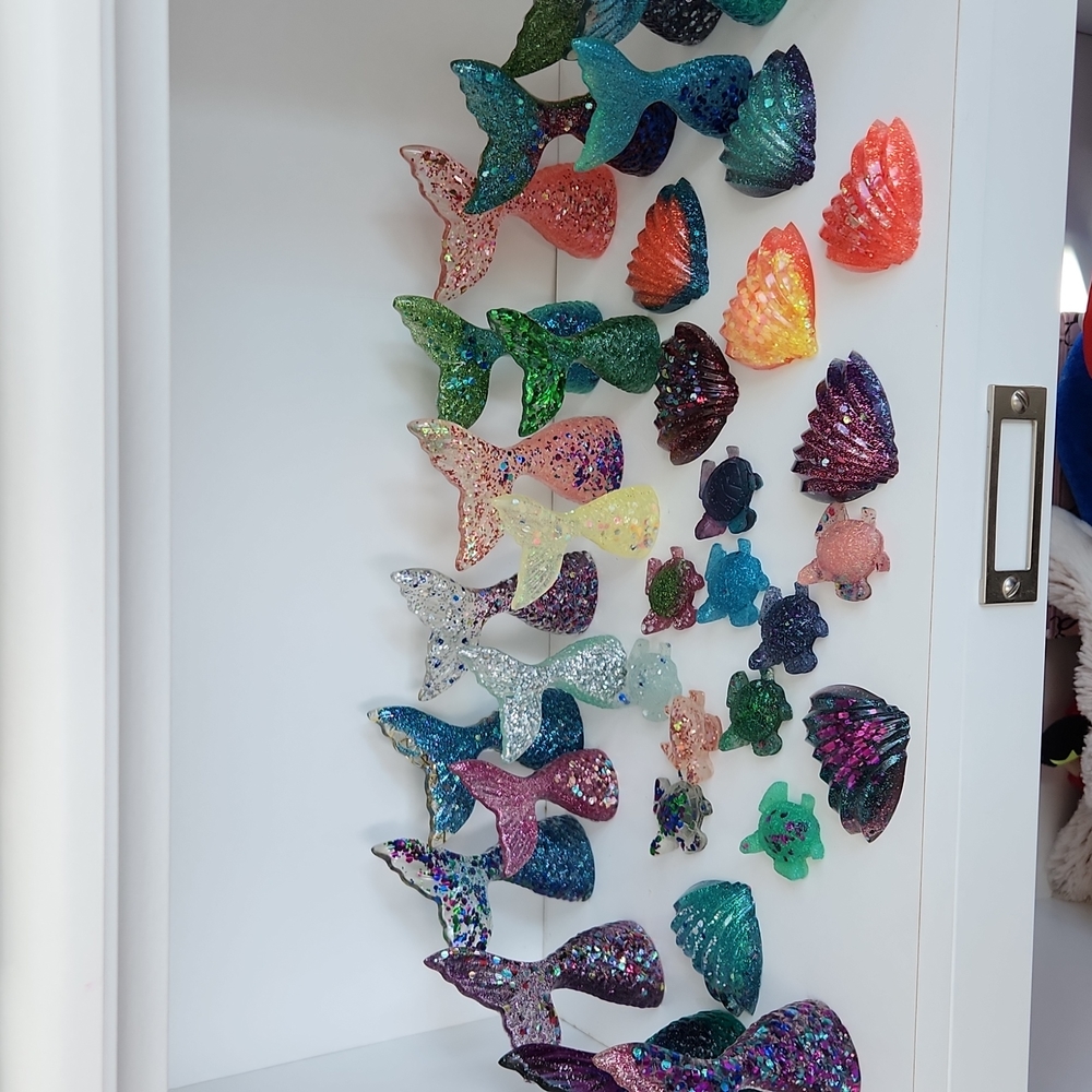 Lot of resin mermaid tails, Turtles, and shells